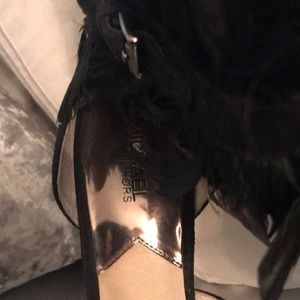 Michael Kors Shoes - Sexy black suede w Ostrich feather around ankle Michael Kors Shoes - Sexy black suede w Ostrich feather around ankle